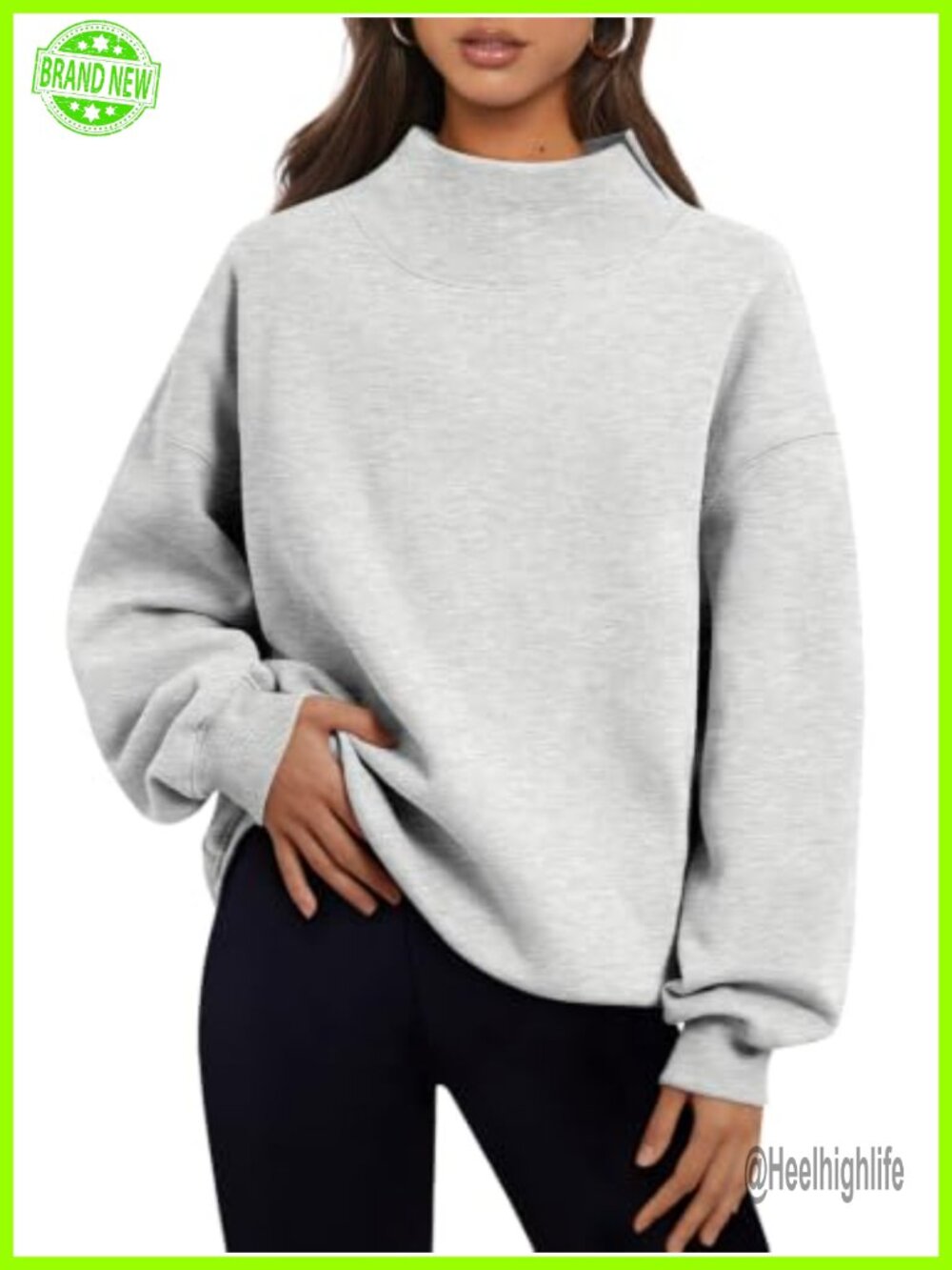 Womens Oversized Mock Neck Sweatshirt Fleece Lined Pullover Fall Winter